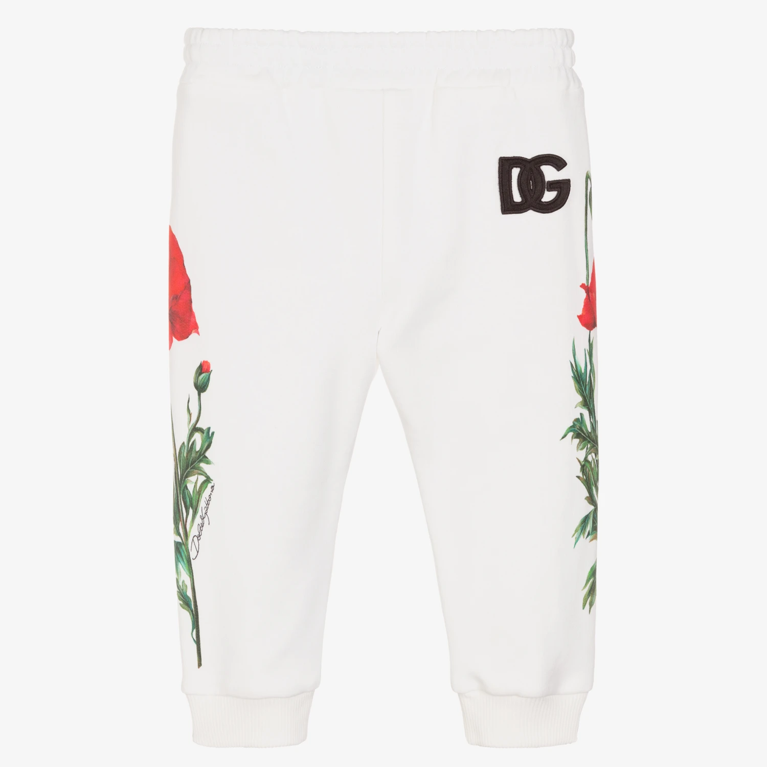 Dolce & Gabbana Girls White Poppy Logo Joggers 2 Dolce & Gabbana Girls White Poppy Logo Joggers - Image 2