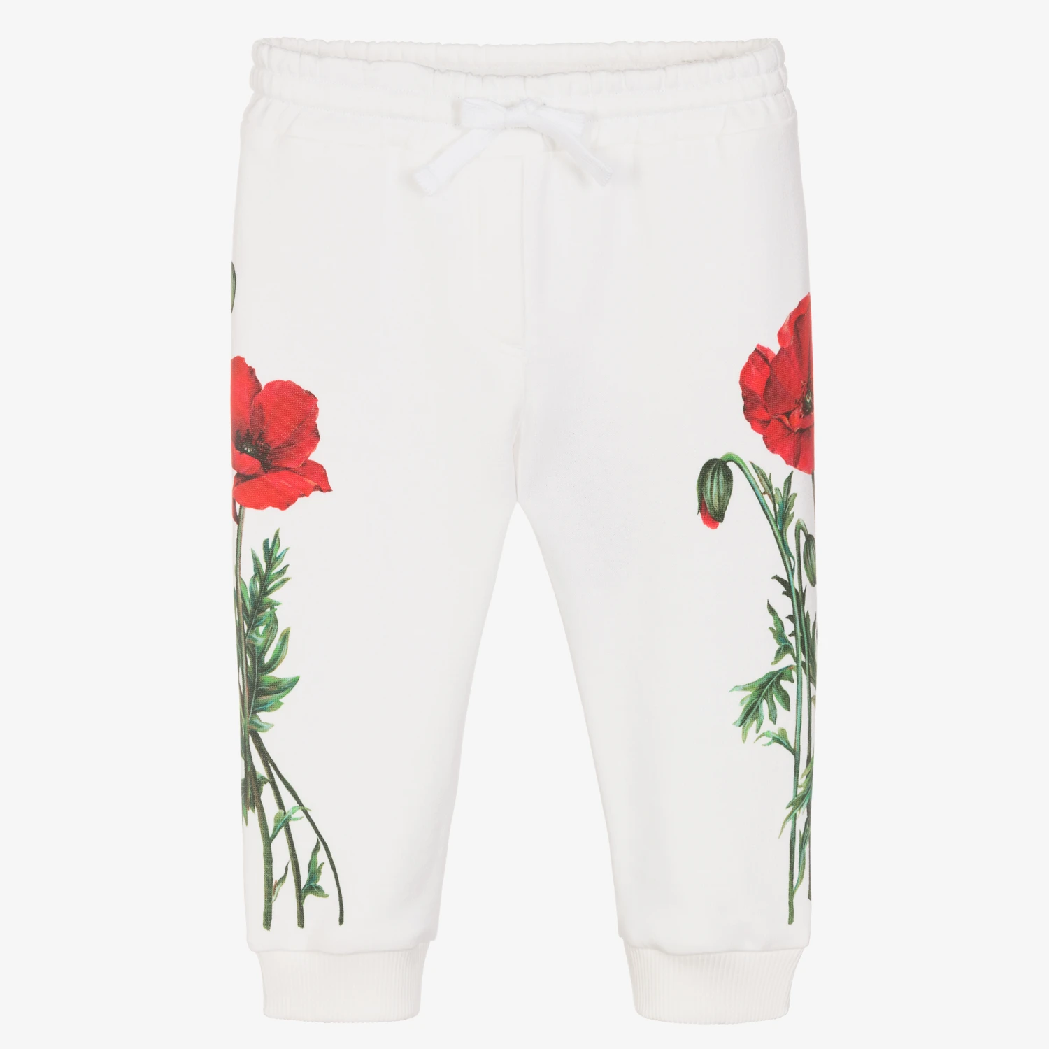 Dolce & Gabbana Girls White Poppy Logo Joggers 1 Dolce & Gabbana Girls White Poppy Logo Joggers