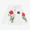 Dolce & Gabbana Girls White Poppy Zip-up Hoodie