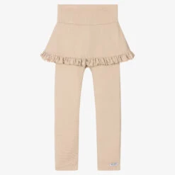 Donsje Girls Beige Organic Cotton Leggings