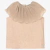 Donsje Girls Beige Plissé Ruffle Blouse