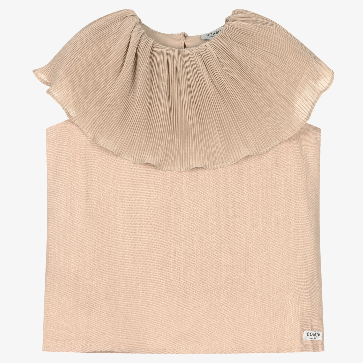 Donsje Girls Beige Plissé Ruffle Blouse 1 Donsje Girls Beige Plissé Ruffle Blouse