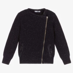 Dr. Kid Blue Wool Blend Zip-Up Cardigan