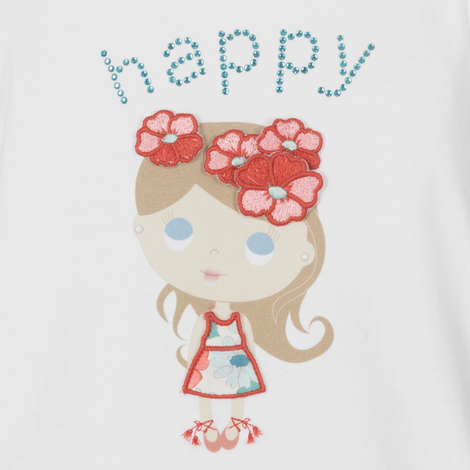 Dr. Kid Girls White Cotton Floral T-Shirt 3 Dr. Kid Girls White Cotton Floral T-Shirt - Image 3