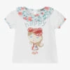 Dr. Kid Girls White Cotton Floral T-Shirt