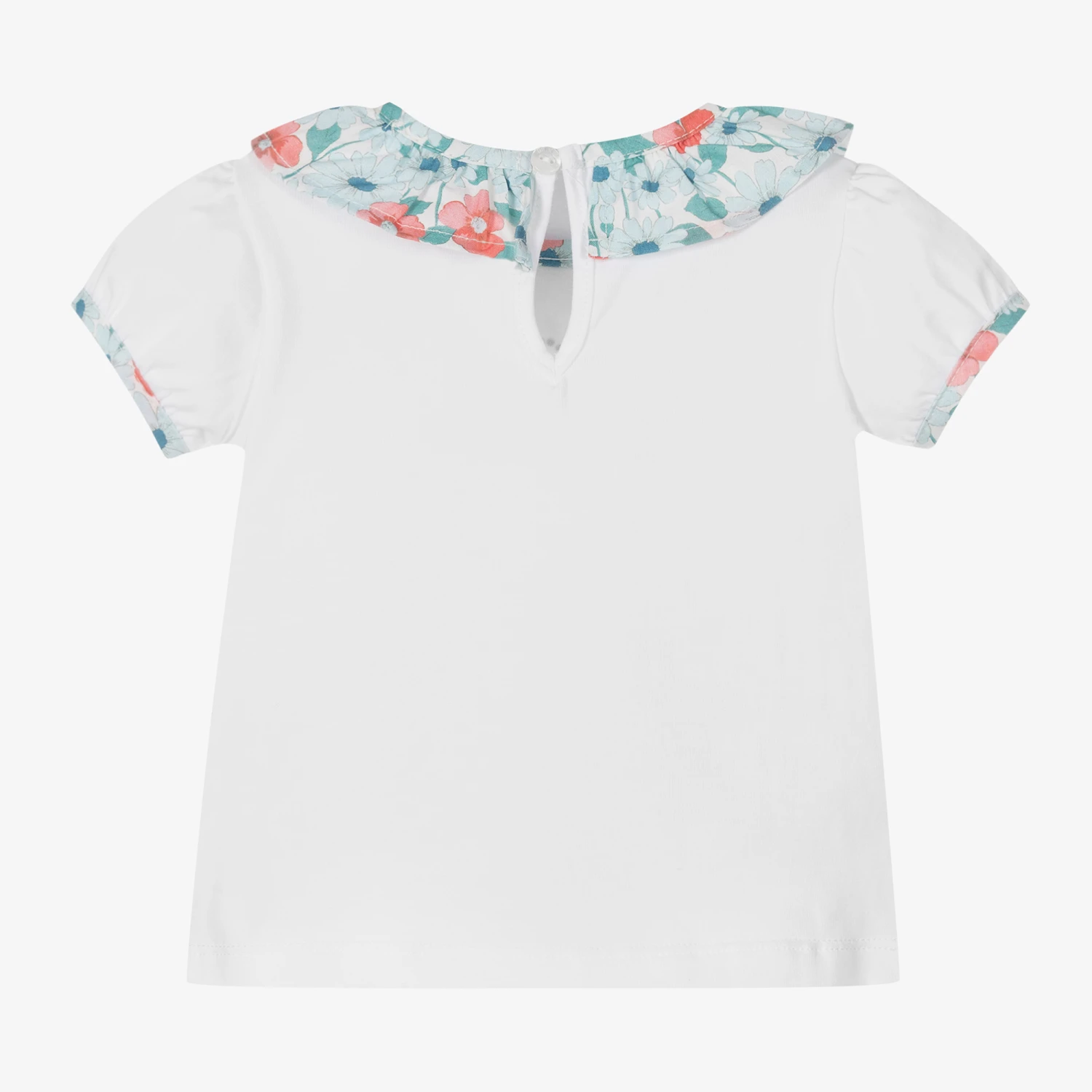 Dr. Kid Girls White Cotton Floral T-Shirt 2 Dr. Kid Girls White Cotton Floral T-Shirt - Image 2