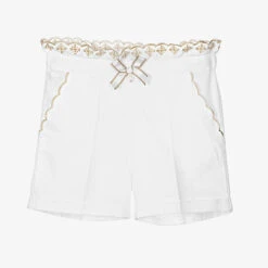 Dr. Kid Girls White Linen Smart Shorts
