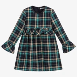 Dr. Kid Navy Blue & Green Check Dress