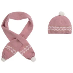 Dr. Kid Pink Wool Hat & Scarf Set