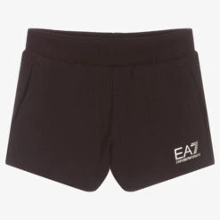 EA7 Emporio Armani Girls Black Jersey Logo Shorts