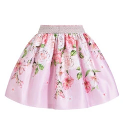 EIRENE Pink Floral Satin Skirt