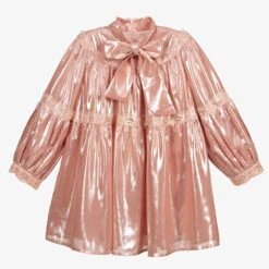 EIRENE Pink Metallic Bow Dress