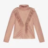 EIRENE Pink Ruffle Turtleneck Top
