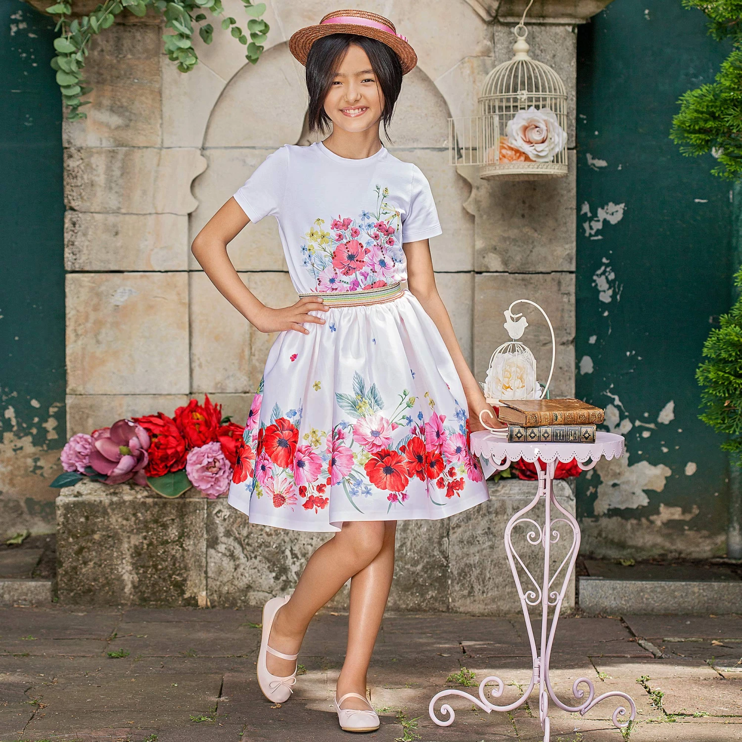 EIRENE White Floral & Crystal T-Shirt 2 EIRENE White Floral & Crystal T-Shirt - Image 2