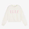 Elle Cropped Ivory Logo Sweatshirt