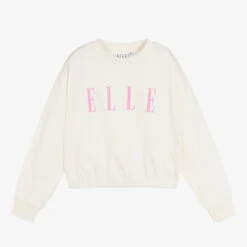 Elle Cropped Ivory Logo Sweatshirt