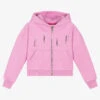 Elle Girls Pink Cotton Zip-Up Top