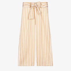 Elsy Beige & White Striped Trousers