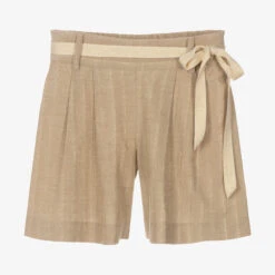 Elsy Girls Beige Pinstripe Shorts