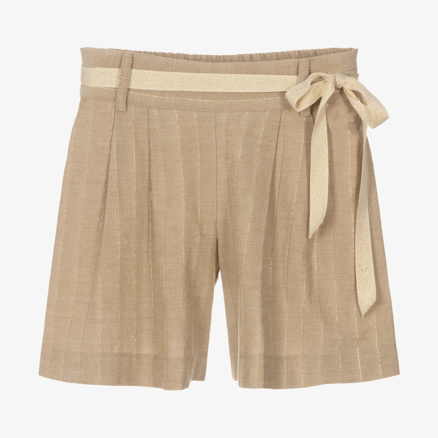 Elsy Girls Beige Pinstripe Shorts 1 Elsy Girls Beige Pinstripe Shorts