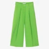 Elsy Girls Green Wide Leg Crêpe Trousers