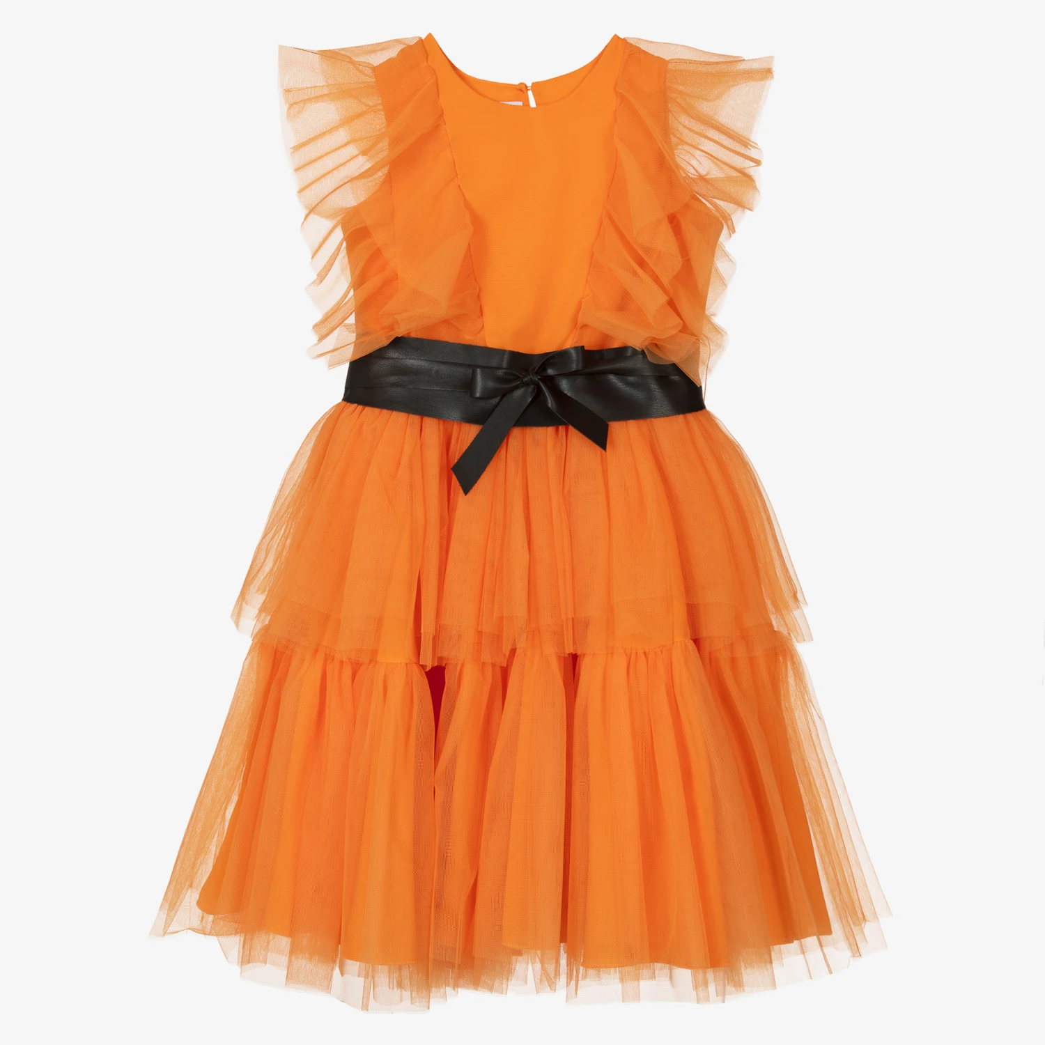 Elsy Girls Orange & Black Tulle Dress 1 Elsy Girls Orange & Black Tulle Dress