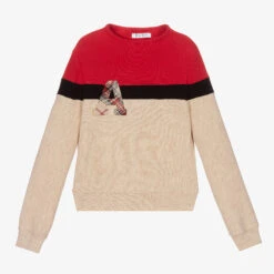 Elsy Girls Red & Beige Sweater