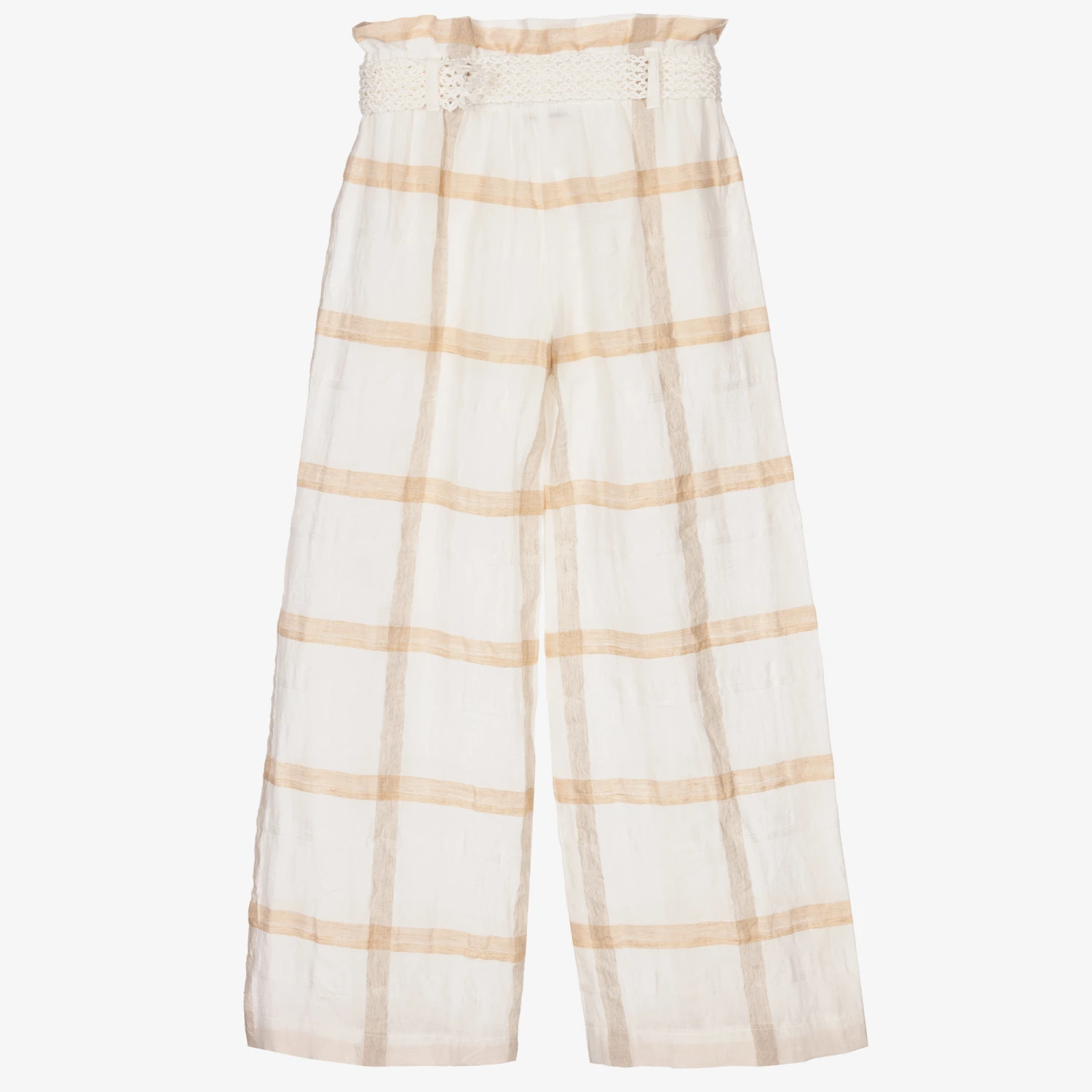 Elsy Ivory & Beige Viscose Trousers 2 Elsy Ivory & Beige Viscose Trousers - Image 2