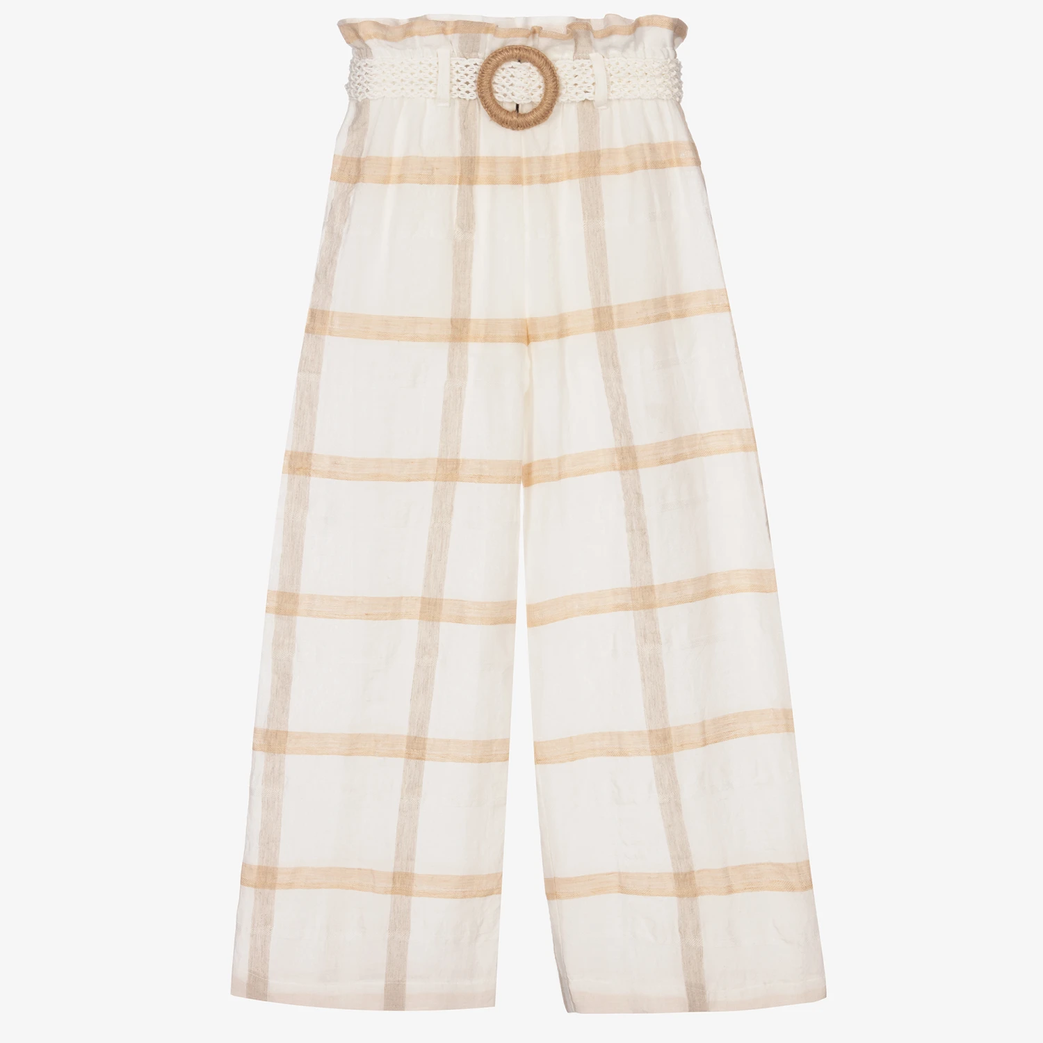 Elsy Ivory & Beige Viscose Trousers 1 Elsy Ivory & Beige Viscose Trousers