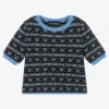 Emporio Armani Girls Blue Knitted Eagle Logo Sweater