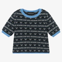 Emporio Armani Girls Blue Knitted Eagle Logo Sweater
