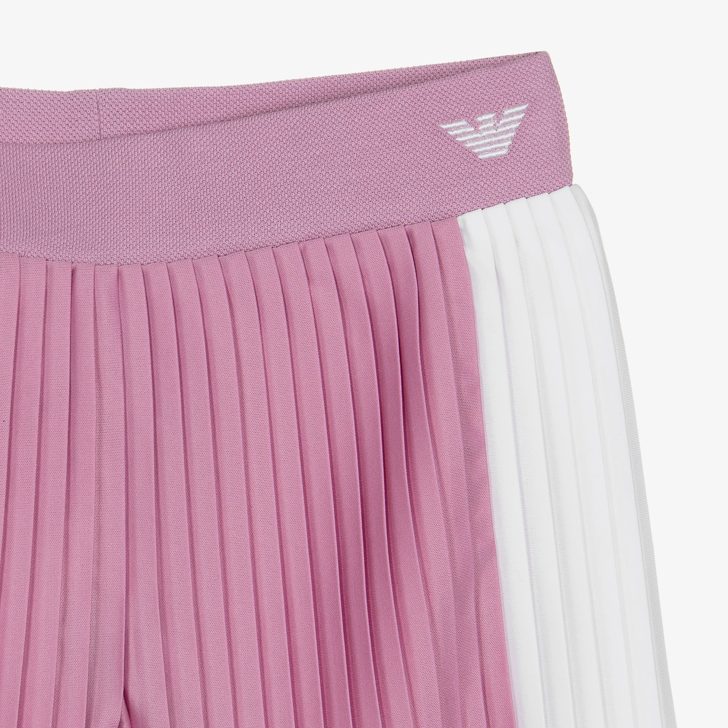 Emporio Armani Girls Lilac Pink & White Pleated Shorts 3 Emporio Armani Girls Lilac Pink & White Pleated Shorts - Image 3