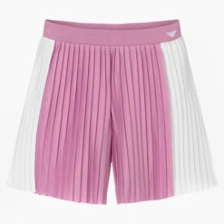 Emporio Armani Girls Lilac Pink & White Pleated Shorts