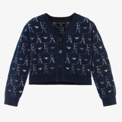Emporio Armani Girls Navy Blue Knit Cardigan