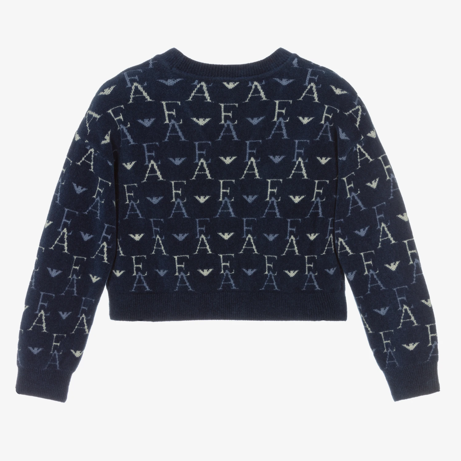 Emporio Armani Girls Navy Blue Knit Cardigan 2 Emporio Armani Girls Navy Blue Knit Cardigan - Image 2