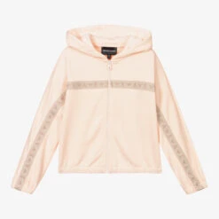 Emporio Armani Girls Pink Hooded Zip-Up Top