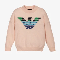 Emporio Armani Girls Pink Knit Logo Sweater