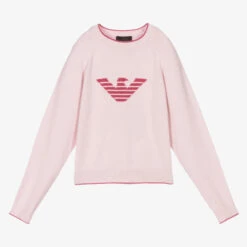 Emporio Armani Girls Pink Logo Knit Sweater