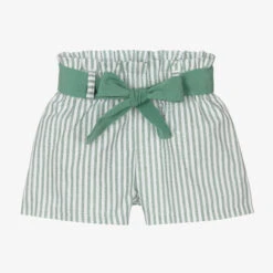 Everything Must Change Girls Green & White Striped Shorts