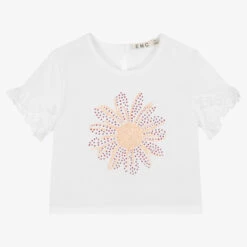 Everything Must Change Girls Ivory Cotton Daisy Top