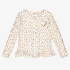 Everything Must Change Girls Ivory Cotton Zip-Up Top