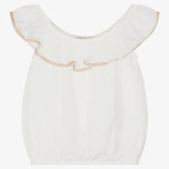 Everything Must Change Girls Ivory Crêpe Ruffle Top