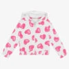 Everything Must Change Girls White & Pink Cotton Heart Zip-up Top