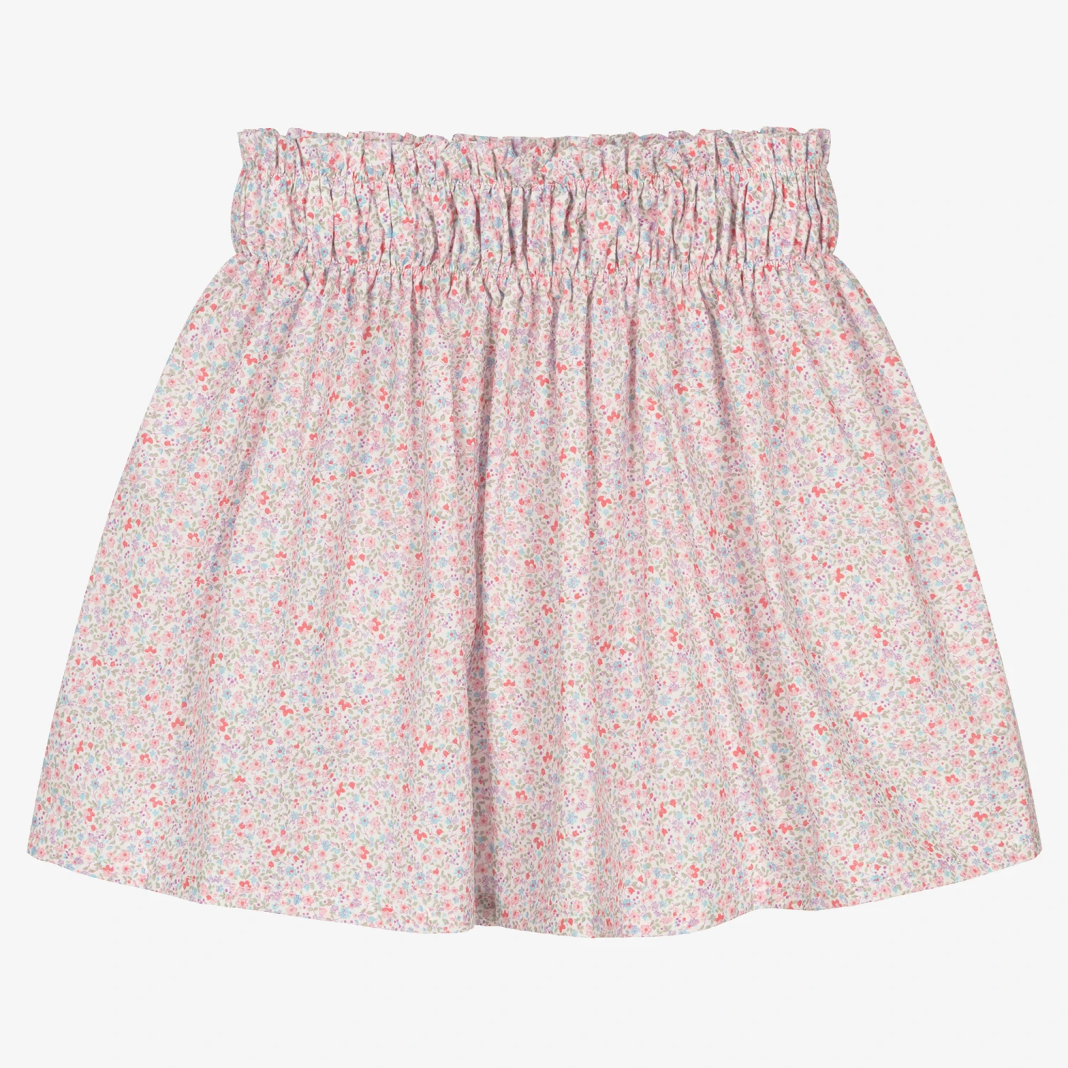 Fina Ejerique Girls Pink Floral Cotton Skirt 2 Fina Ejerique Girls Pink Floral Cotton Skirt - Image 2
