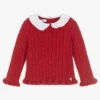 Foque Girls Red Wool Cable Sweater
