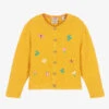 Frugi Girls Yellow Cotton Embroidered Cardigan