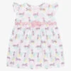 FS Baby Girls White & Pink Cotton Dress