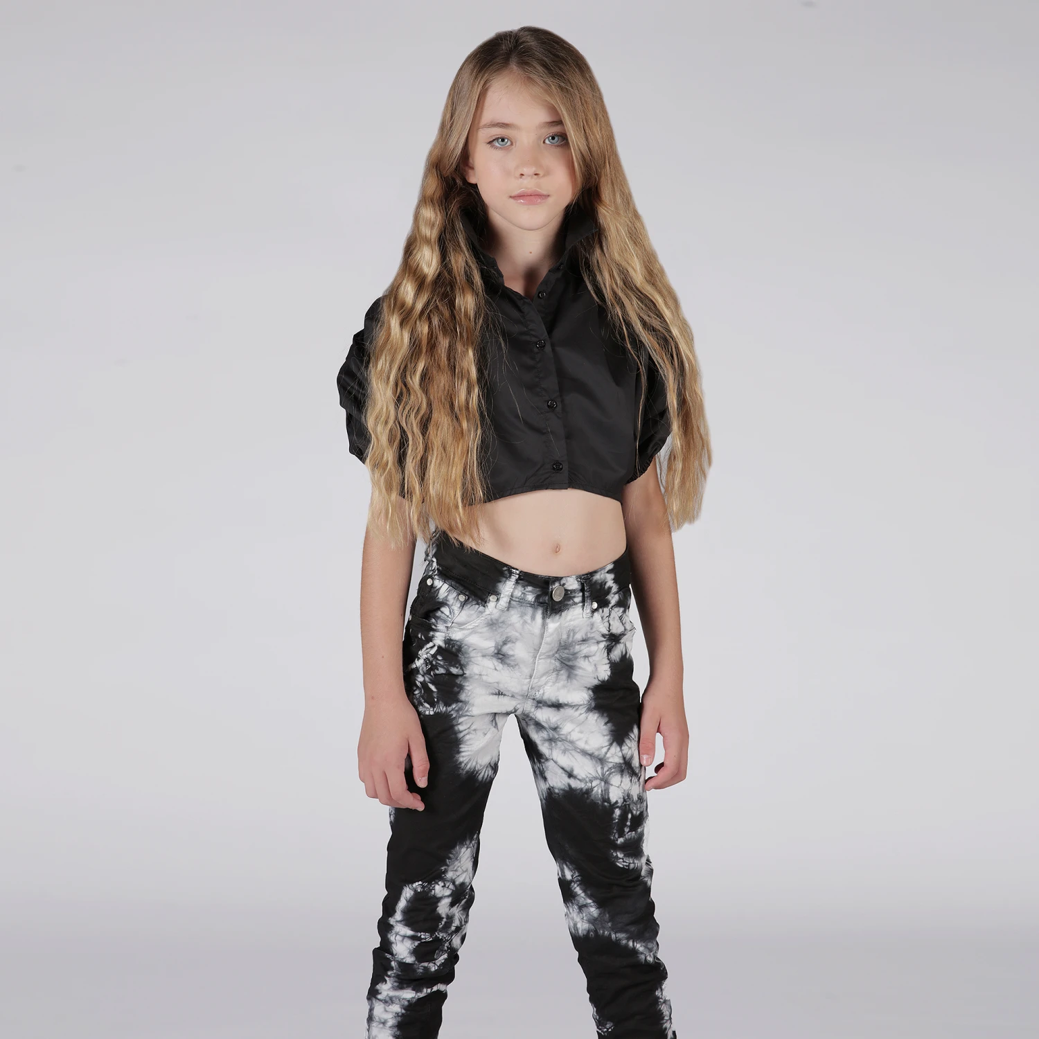 Fun & Fun Girls Black Cropped Blouse 2 Fun & Fun Girls Black Cropped Blouse - Image 2