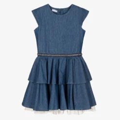 Fun & Fun Girls Blue Chambray Dress