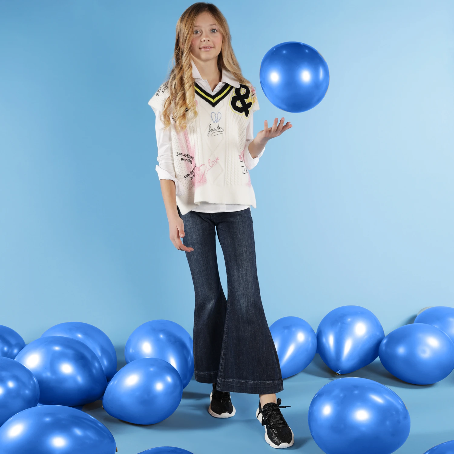 Fun & Fun Girls Blue Denim Flared Jeans 2 Fun & Fun Girls Blue Denim Flared Jeans - Image 2